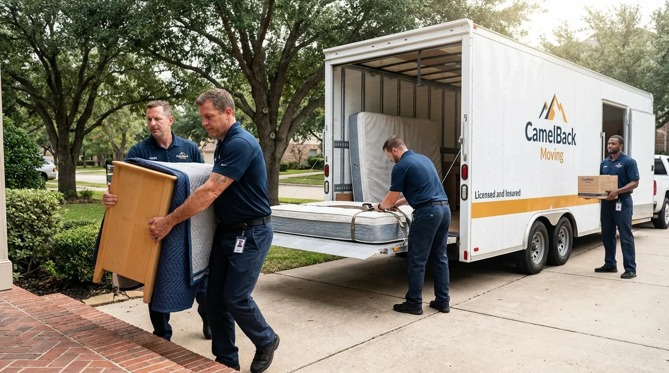 Crew loading residential truck for cross-state move from Livonia, MI