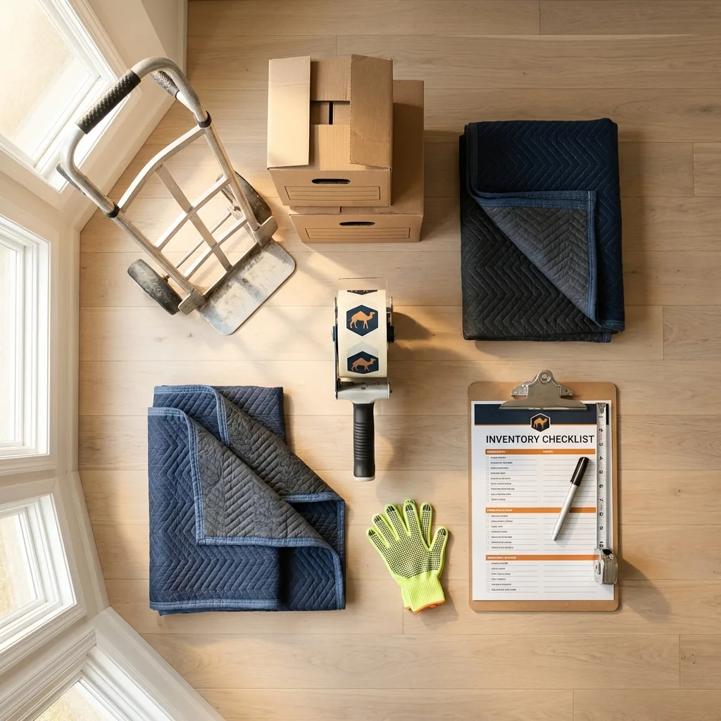 Professional moving supplies and packing materials layout for Livonia residential relocations
